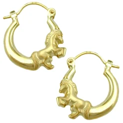 Kinderschmuck Ohrringe Kreolen Pferd 375 Gold Echtgold NEU Ohrschmuck