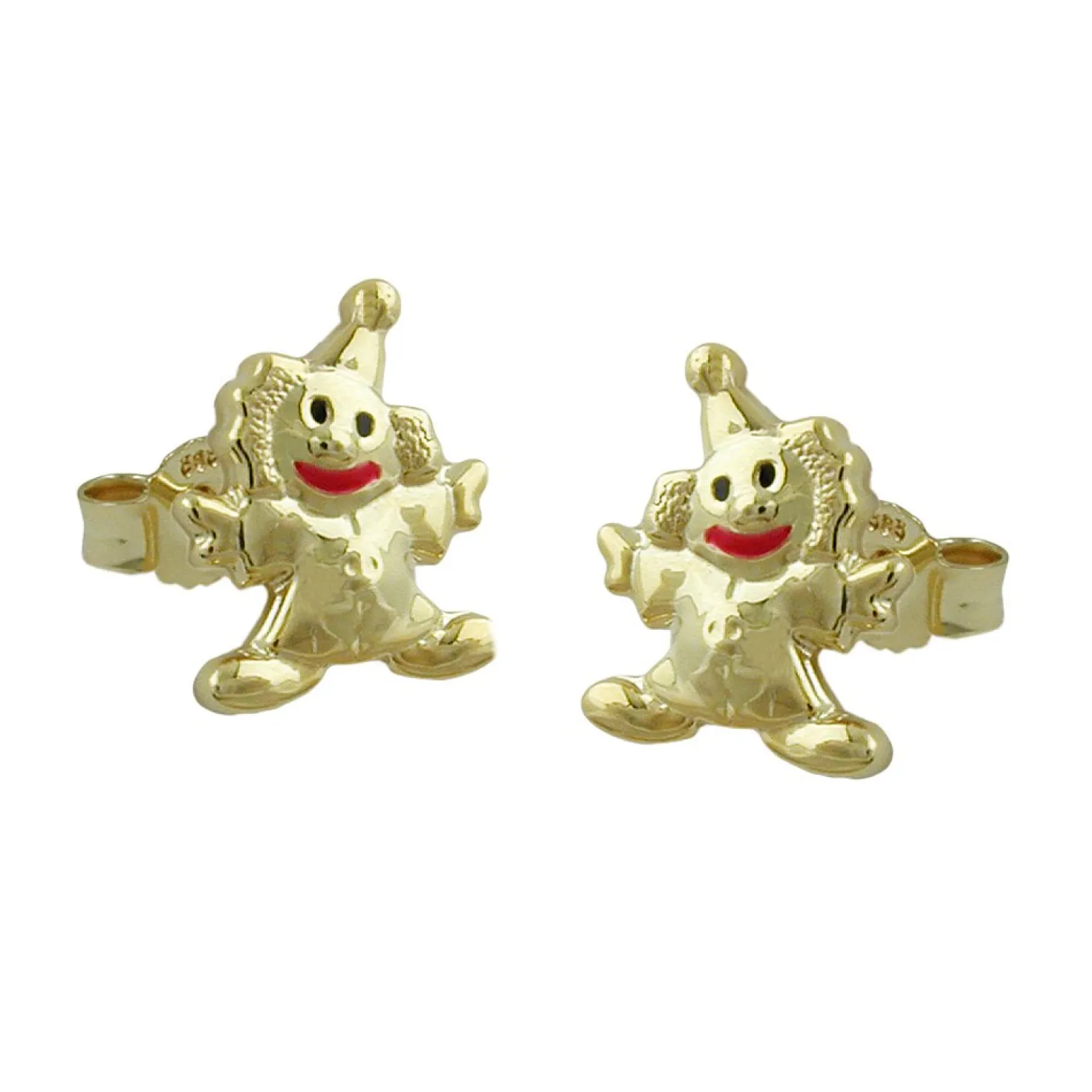 Kinderschmuck Ohrringe Ohrstecker Clown Harlekin 375 Gelbgold Ohrschmuck