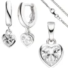 Kinder Schmuck-Set Herz aus 925 Silber mit Zirkonia Anhänger Ohrringe Kette 38cm