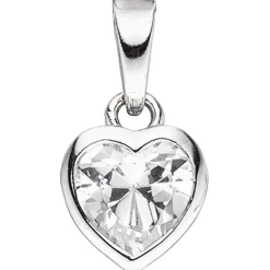 Kinder Schmuck-Set Herz aus 925 Silber mit Zirkonia Anhänger Ohrringe Kette 38cm