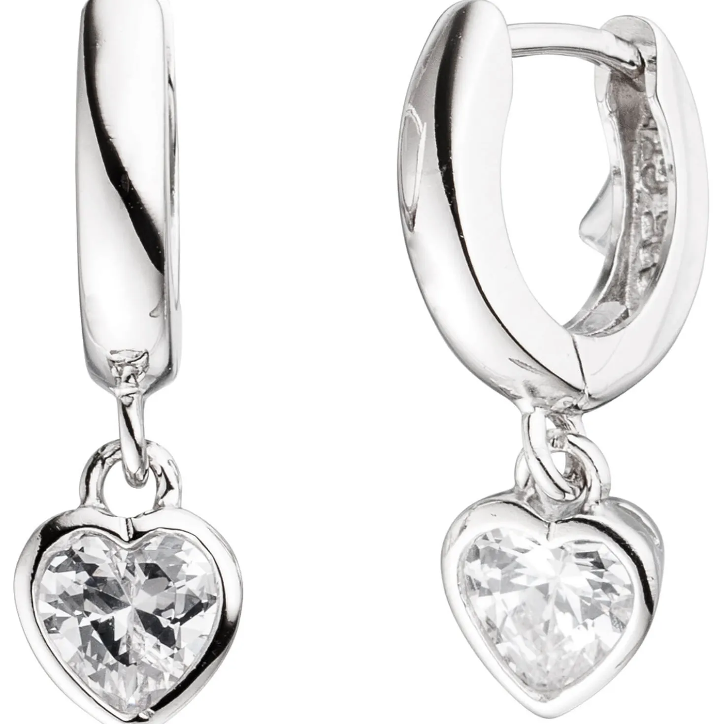 Kinder Schmuck-Set Herz aus 925 Silber mit Zirkonia Anhänger Ohrringe Kette 42cm