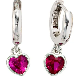 Kinder Schmuck-Set Herzen aus 925 Silber Zirkonia pink rosa mit Kette 42cm