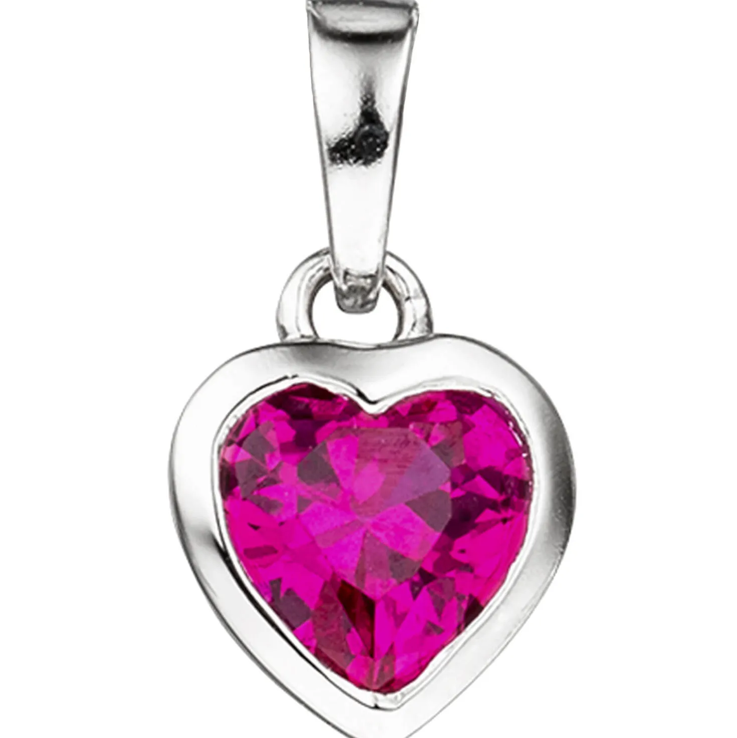 Kinder Schmuck-Set Herzen aus 925 Silber Zirkonia pink rosa mit Kette 42cm
