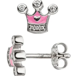 Kinder Schmuck-Set Krone pink rosa 925 Silber Zirkonia mit Kette 38cm