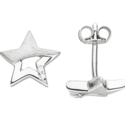 Kinder Schmuck-Set Stern 925 Silber mit Zirkonia Ohrstecker Anhänger Kette 38cm