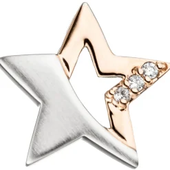 Kinder Schmuck-Set Stern 925 Silber teil rotvergoldet Zirkonia mit Kette 42cm