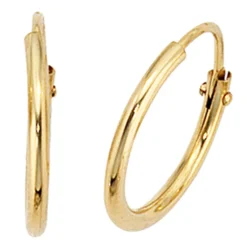 Kleine Creolen Ohrringe, 333 Gold Gelbgold, D 12.7mm, für Damen / Kinder