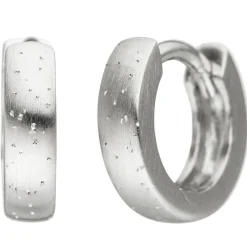 Kleine Ohrringe Creolen Ø9,9mm Ohrschmuck mattiert glitzernd 925 Silber