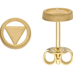 Kleine Ohrstecker Dreieck im Kreis Ø 6mm 375 Gold Gelbgold mattiert Ohrschmuck