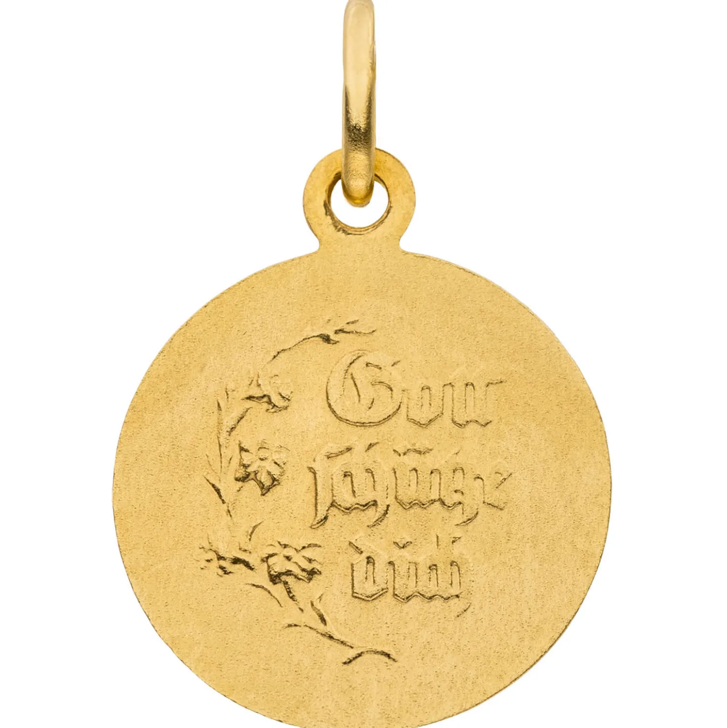 Kleiner Anhänger Engel Schutzengel 333 Gold Gelbgold mattiert Ø 12,1mm