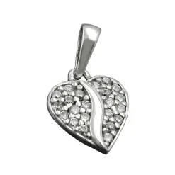 Kleiner Anhänger 10mm Herz mit vielen Zirkonia 925 Sterling Silber