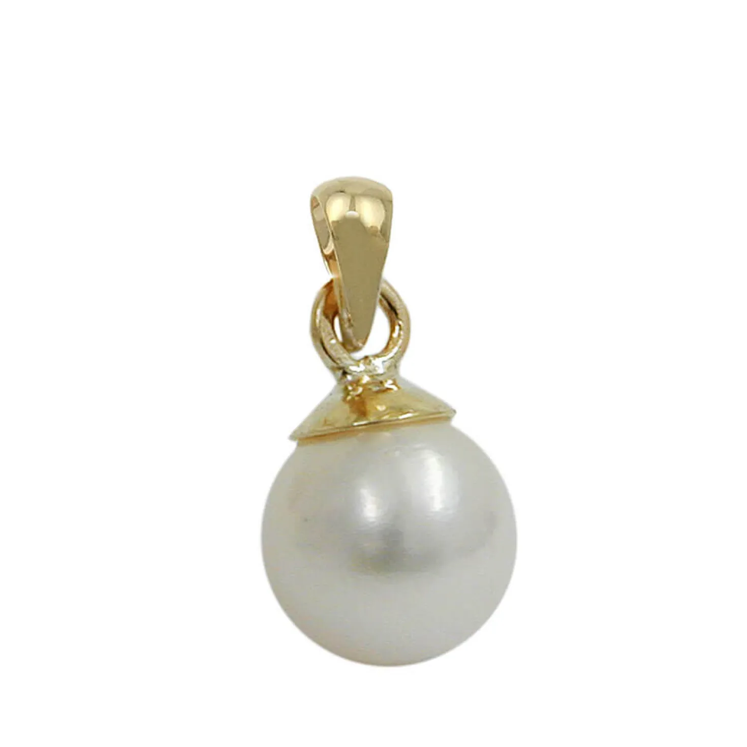 Kleiner Anhänger 6mm Perlenanhänger Süßwasserzuchtperle rund 375 Gold Gelbgold