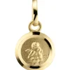 Kleiner Anhänger Schutzengel auf Rückseite Gott schütze Dich 333 Gold teilmatt