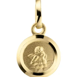 Kleiner Anhänger Schutzengel auf Rückseite Gott schütze Dich 333 Gold teilmatt