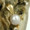 Kleiner Anhänger 12x6mm mit Perle rund 375 Gold Gelbgold Goldanhänger