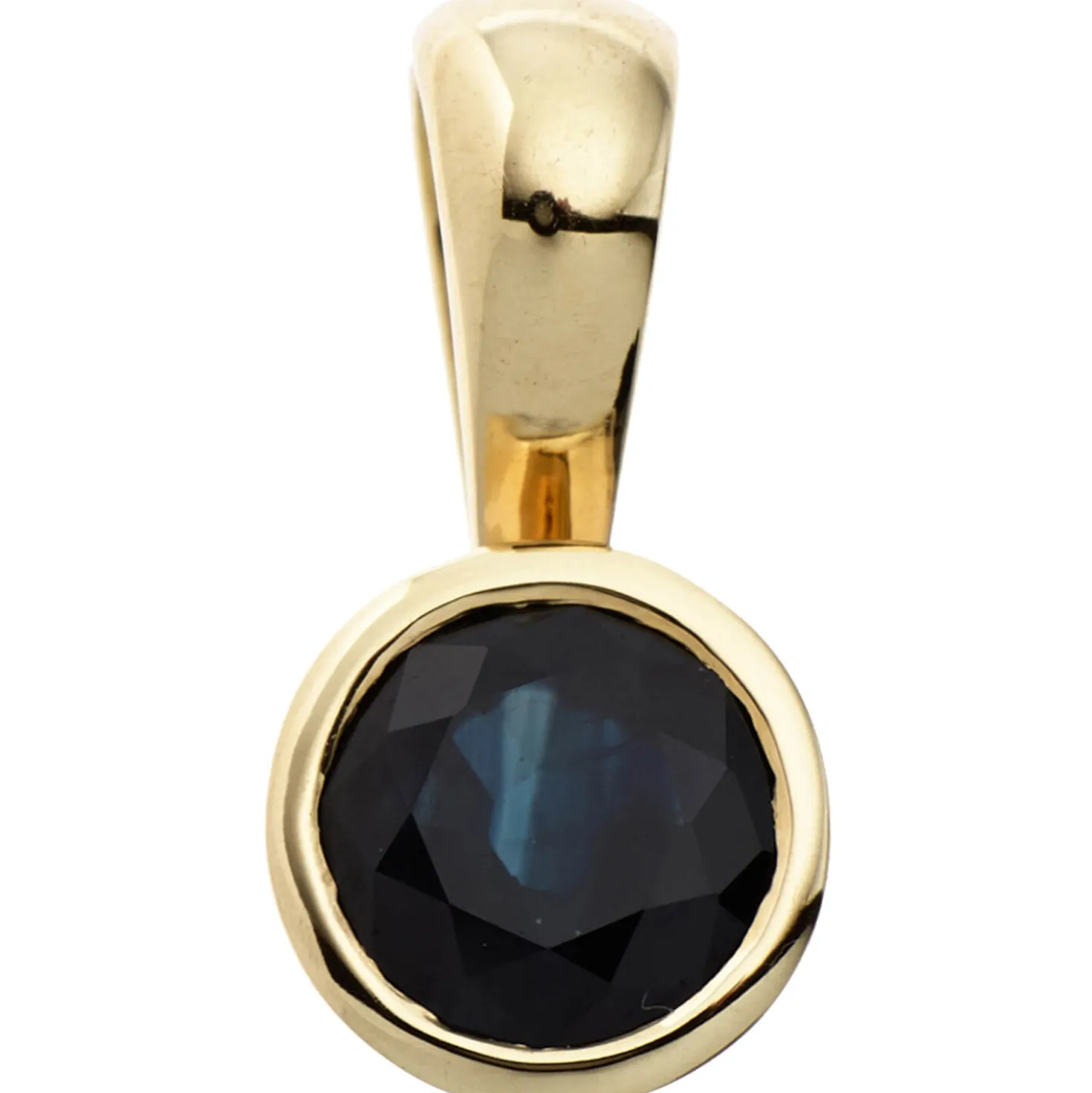 Kleiner Anhänger 5,8x12,2mm Safir Saphir blau 333 Gold Gelbgold schlicht