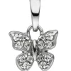 Kleiner Anhänger 9x8,6mm Schmetterling mit weißen Zirkonia 925 Silber Kinder