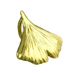 Kleiner Goldanhänger Ginkgoblatt Anhänger 9x8mm aus 375 Gold Gelbgold glänzend