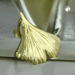 Kleiner Goldanhänger Ginkgoblatt Anhänger 9x8mm aus 375 Gold Gelbgold glänzend