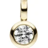 Kleiner Solitär Anhänger 7,3x12,7mm rund 333 Gold Gelbgold mit Zirkonia weiß