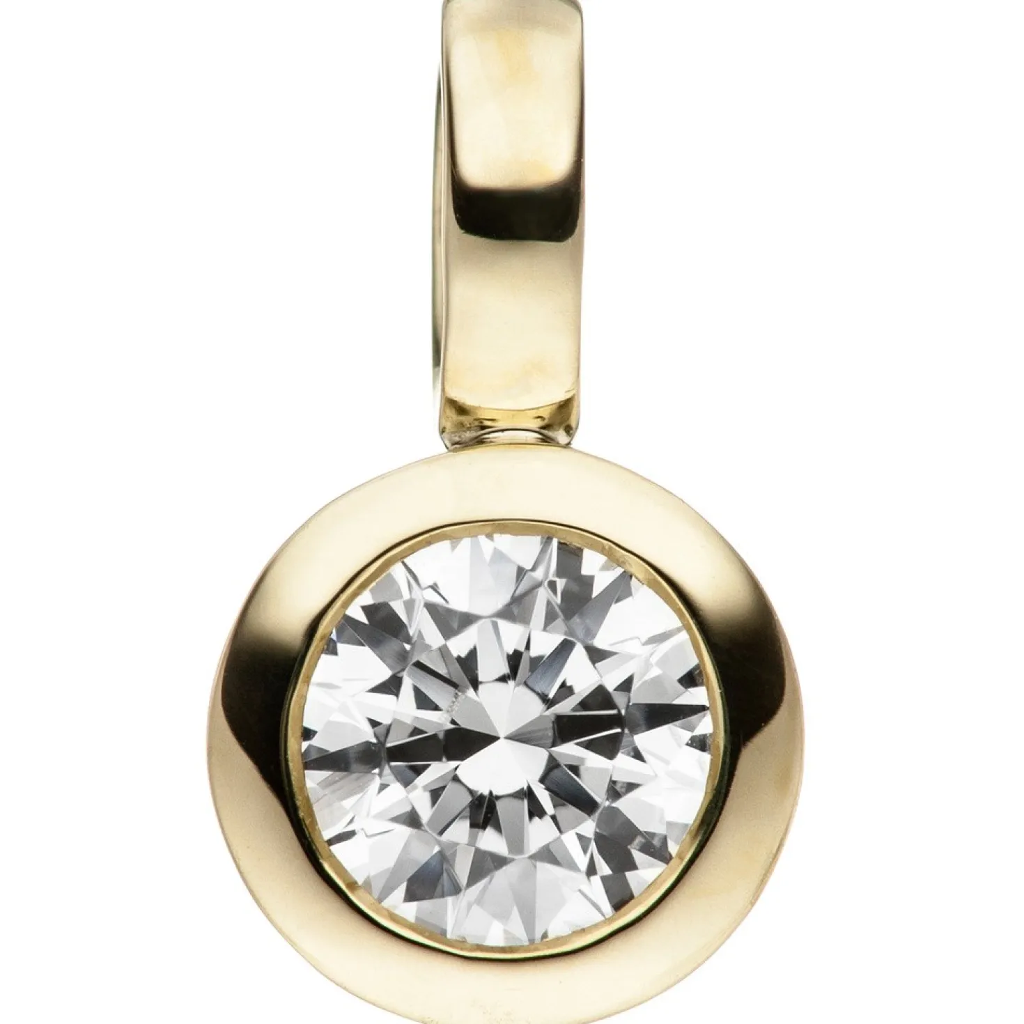 Kleiner Solitär Anhänger 7,3x12,7mm rund 333 Gold Gelbgold mit Zirkonia weiß