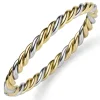 Kordel Armreif Armband Armschmuck 585 Gold gelb/weiß bicolor 6mm breit, glänzend