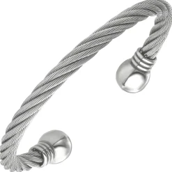 Kordel Armspange offener Armreif Edelstahl teilmattiert 17cm Armschmuck Armband