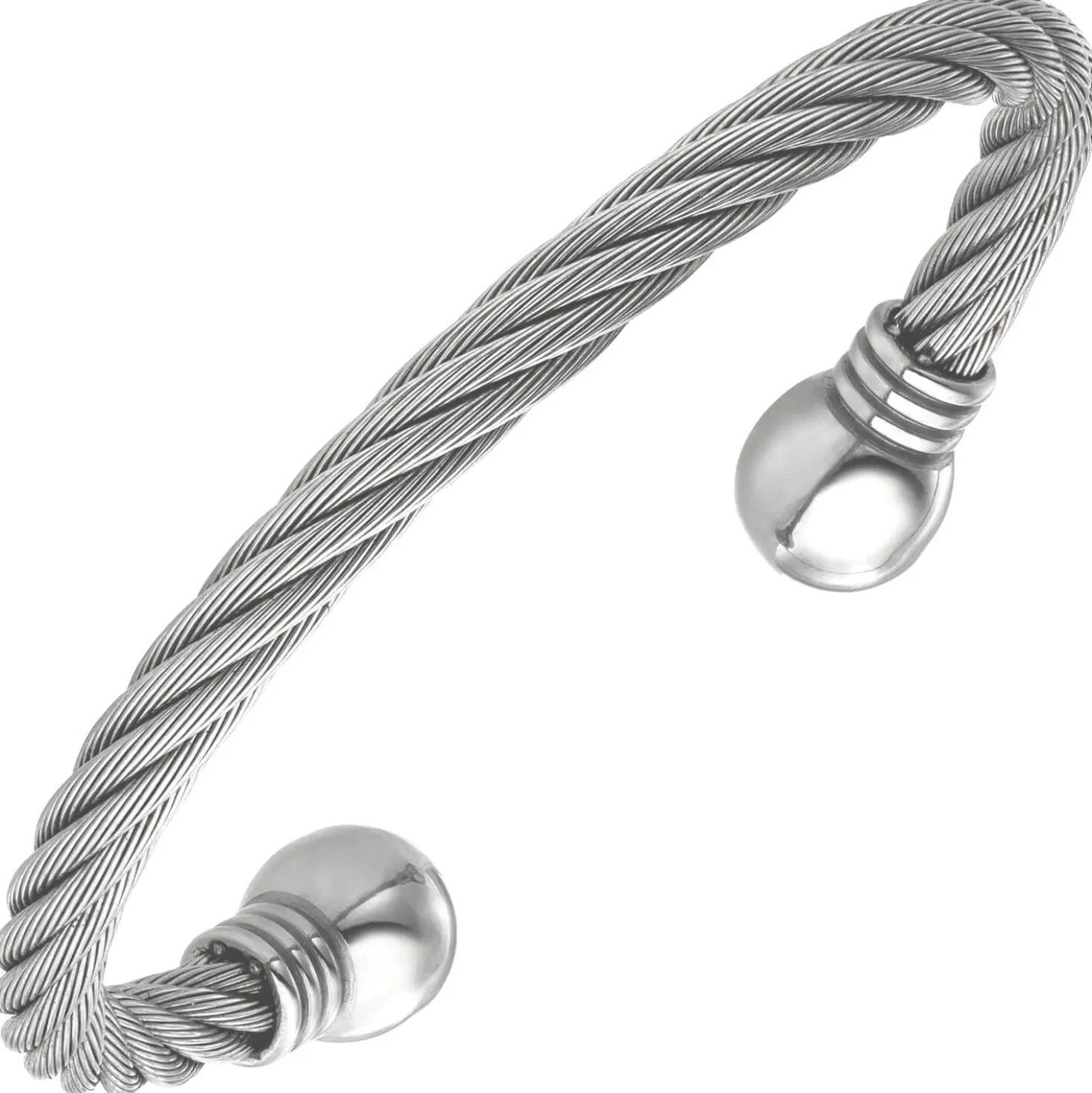 Kordel Armspange offener Armreif Edelstahl teilmattiert 17cm Armschmuck Armband