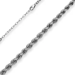 Kordelkette im Verlauf Kette Collier Halskette aus 925 Silber rhodiniert 50cm