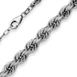 Kordelkette im Verlauf Kette Collier Halskette aus 925 Silber rhodiniert 45cm