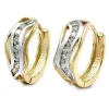 Kreolen mit Zirkonia Ohrschmuck bicolor 375 Gold NEU Damen Goldohrringe