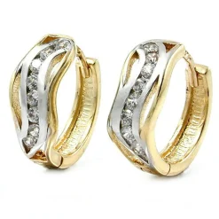 Kreolen mit Zirkonia Ohrschmuck bicolor 375 Gold NEU Damen Goldohrringe