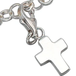 Kreuz Anhänger 8x12,1mm Einhänger Charm Charms aus 925 Silber rhodiniert Damen