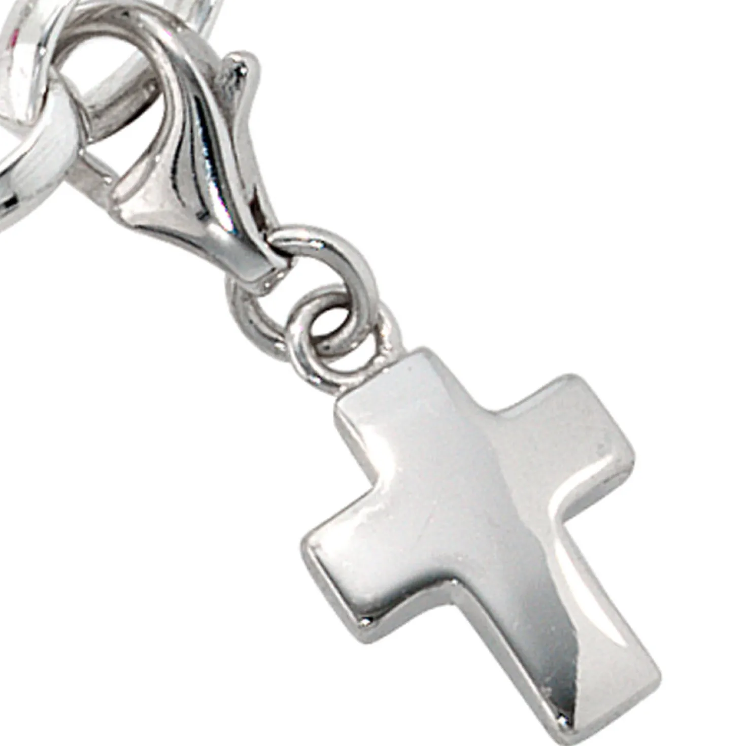 Kreuz Anhänger 8x12,1mm Einhänger Charm Charms aus 925 Silber rhodiniert Damen