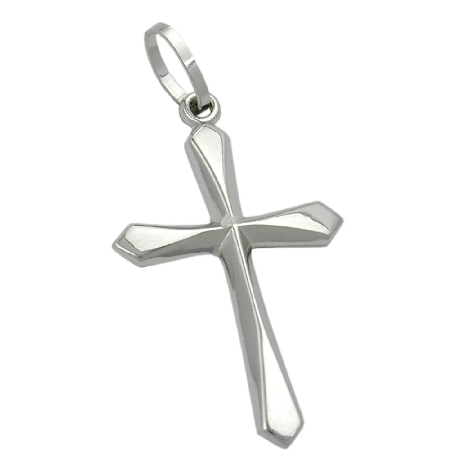 Kreuz Anhänger 23x14mm Kreuzanhänger aus 9Kt 375 Gold Weißgold Unisex