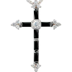 Kreuz - Anhänger 21x30,4mm mit Zirkonia schwarz-weiß 925 Silber Damen