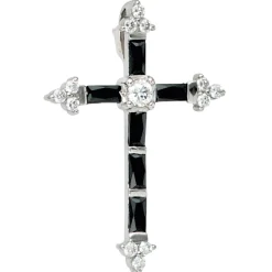Kreuz - Anhänger 21x30,4mm mit Zirkonia schwarz-weiß 925 Silber Damen