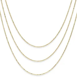 Kugelkette 3-reihig Halskette Collier aus 585 Gold Gelbgold diamantiert 45cm