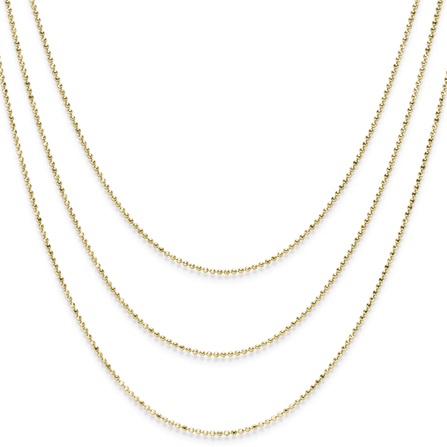 Kugelkette 3-reihig Halskette Collier aus 585 Gold Gelbgold diamantiert 45cm