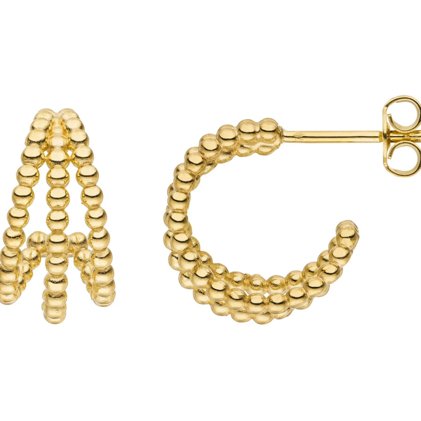 Kugel Ohrringe Creolen Halbcreolen 14,3x7,9mm aus 375 Gold Gelbgold Ohrschmuck