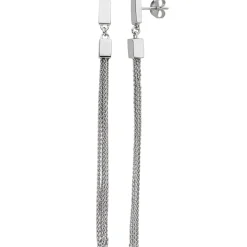 Lange Ohrhänger Hängerstecker mit Zopfketten 925 Silber rhodiniert Ohrringe 80mm