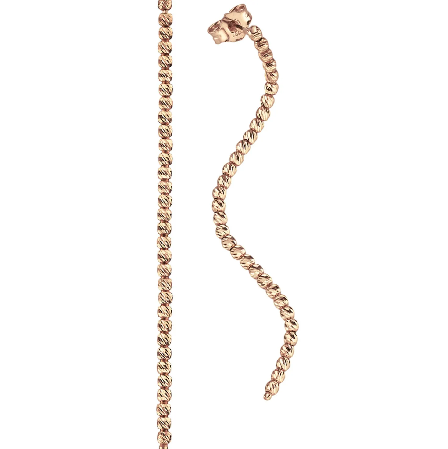 Lange Ohrringe Ohrhänger 1,8x60mm Kügelchen flexibel aus 585 Gold Rotgold