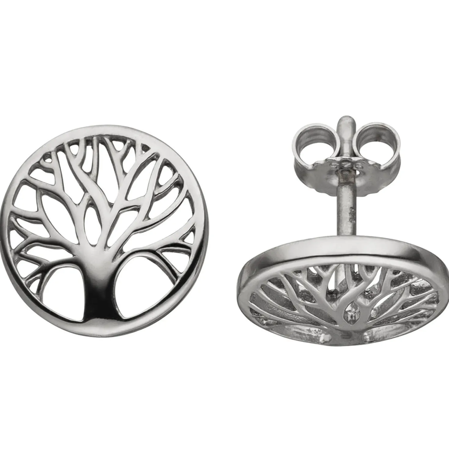 Lebensbaum Ohrstecker Ohrschmuck 10,5mm 925 Silber glänzend rund Ohrringe Baum