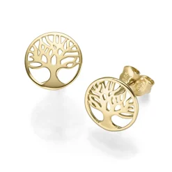 Lebensbaum Ohrstecker Stecker Ohrringe Ohrschmuck 10mm Kreis 585 Gold Gelbgold