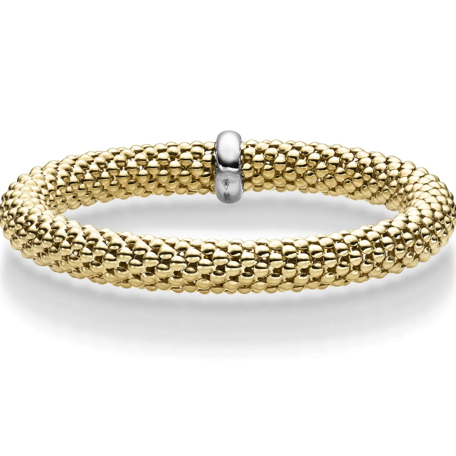 Lotus-Armband Armreif elastisch 8,5mm aus 585 Gold Gelbgold stretch flexibel