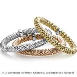 Lotus-Armband Armreif elastisch 8,5mm aus 585 Gold Weißgold stretch flexibel
