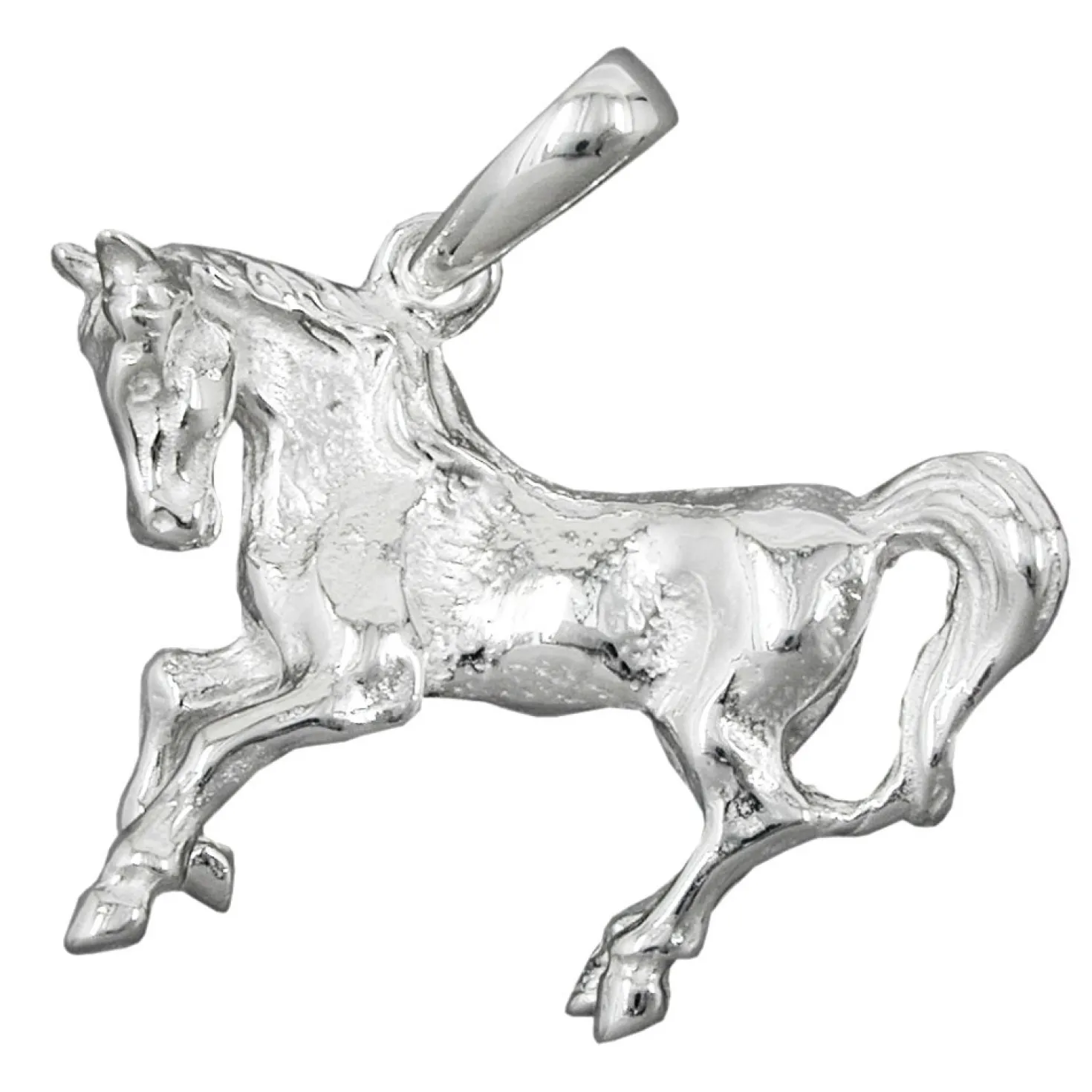 Massiver Kettenanhänger Anhänger 32x25mm Pferd 925 Echt Silber Unisex