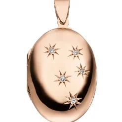 Medaillon Amulett zum Öffnen 2 Fotos 5 Zirkonia 925 Silber vergoldet