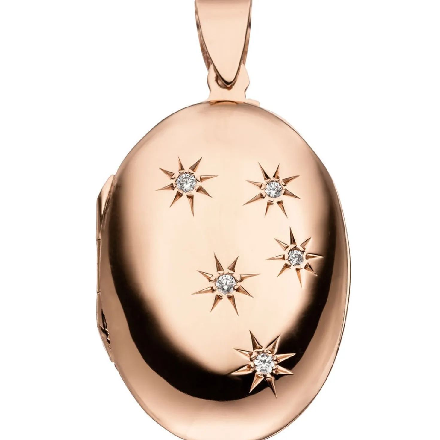 Medaillon Amulett zum Öffnen 2 Fotos 5 Zirkonia 925 Silber vergoldet