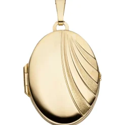Medaillon Anhänger 21,6x31mm aus 333 Gold Gelbgold teilmattiert Amulett Damen